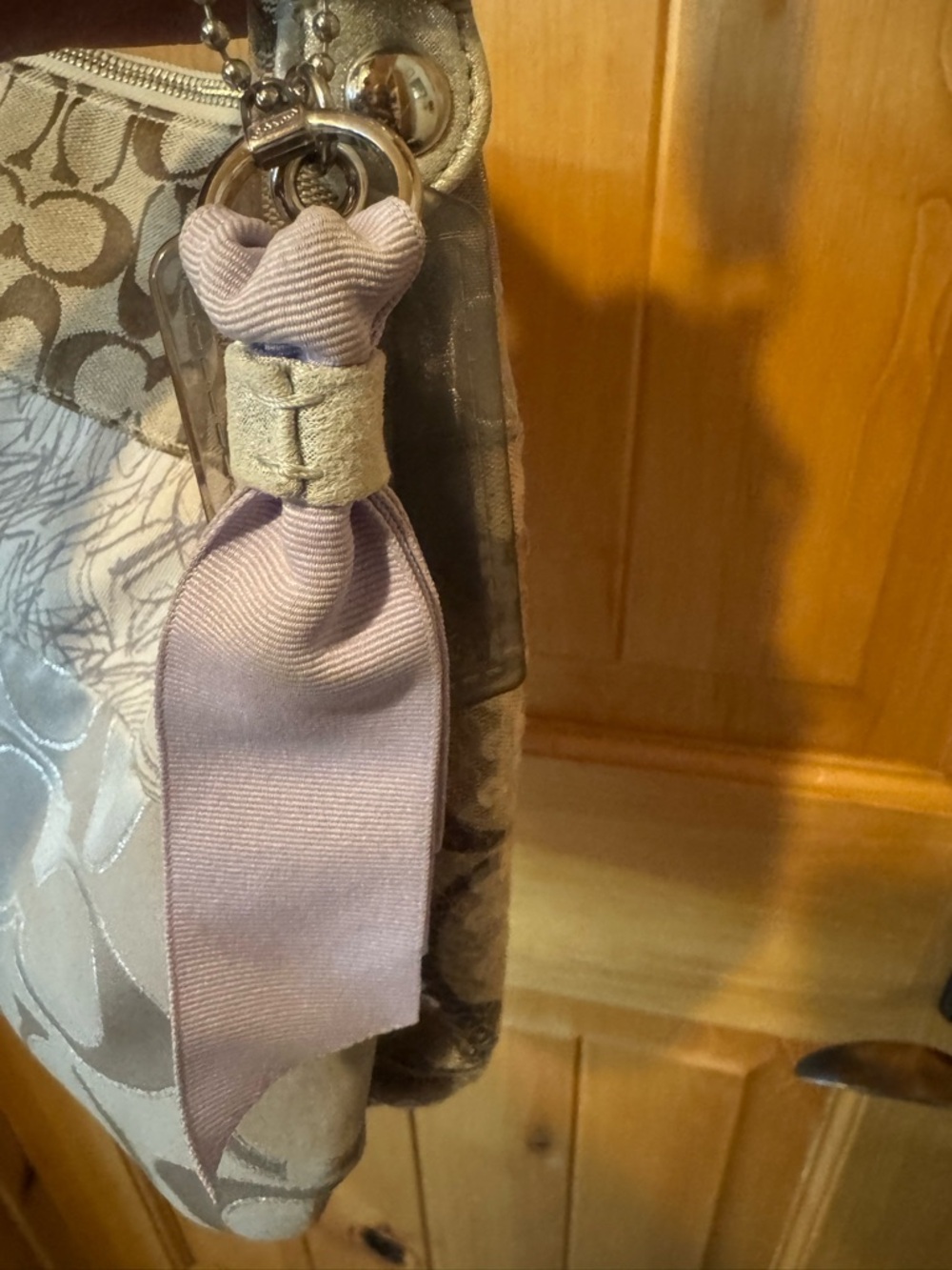 Coach Beige Signature Poppy Y2K Patchwork Crossbody Bag with Pink and Purple - Picture 8 of 10
